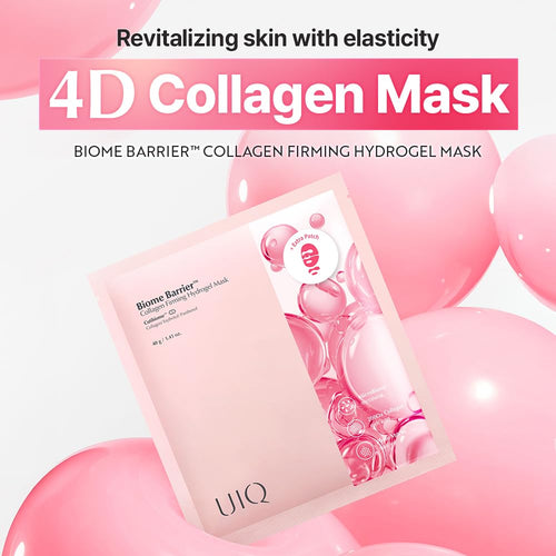 UIQ Biome Barrier Collagen Firming Hydrogel Mask(40gx5ea), Ultra Low Molecular Collagen for Deep Absorption, Firming, Elasticity & Deep Hydration, Korean Skincare